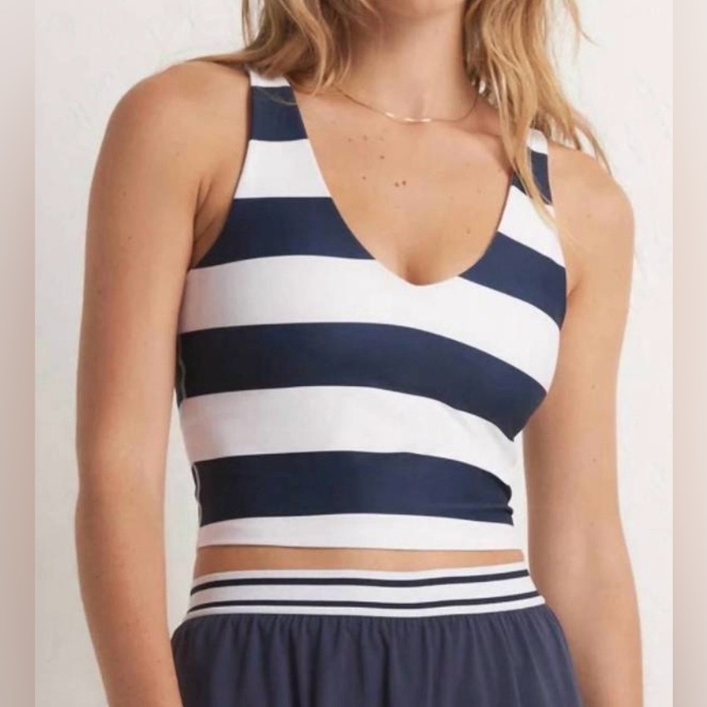Z SUPPLY ACTIVEWEAR LONGLINE STRIPE TANK, EXTRA SUPPORT, SIZE XS, NWT.